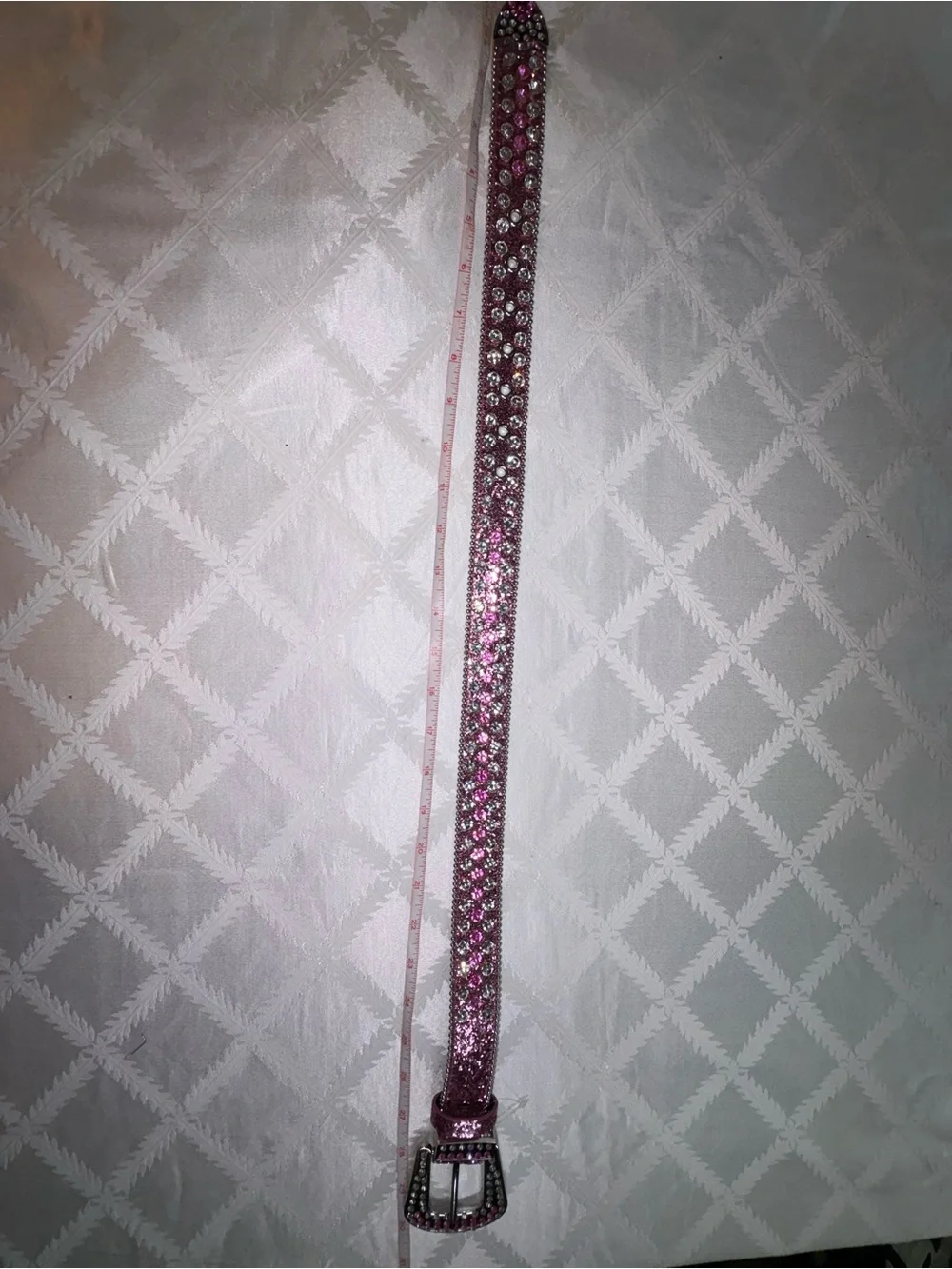 Girls' Pink Glitter Belt with Rhinestone Buckle-30in